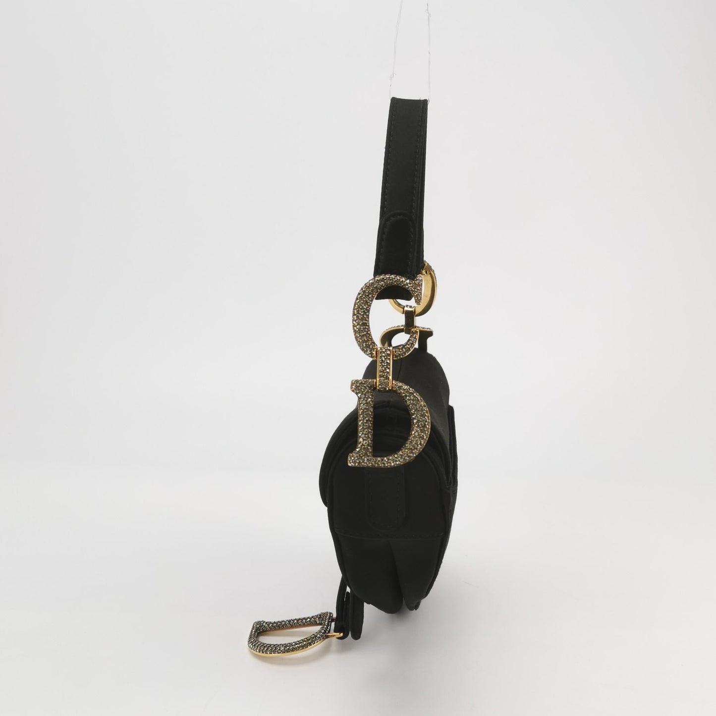 Dior Saddle Mini Silk Handbag Black with crystals