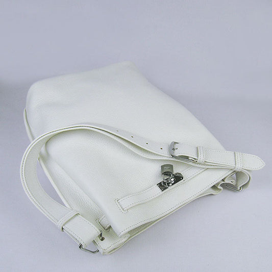Luxury Hermes Nappa Leather Shoulder Bag White Silver
