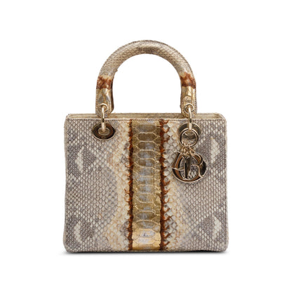 Christian Dior Gold Royal Python Medium Lady Dior Bag