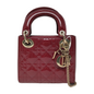 Lady Dior Mini Handbag Burgundy Red Patent Leather Gold-tone Chain Strap