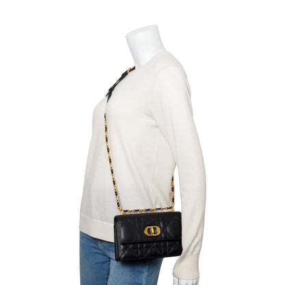 Christian Dior 2023 Black Macrocannage Lambskin Leather Mini Miss Caro Bag