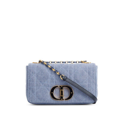 Christian Dior 2022 Blue Macrocannage Denim Medium Dior Caro Bag