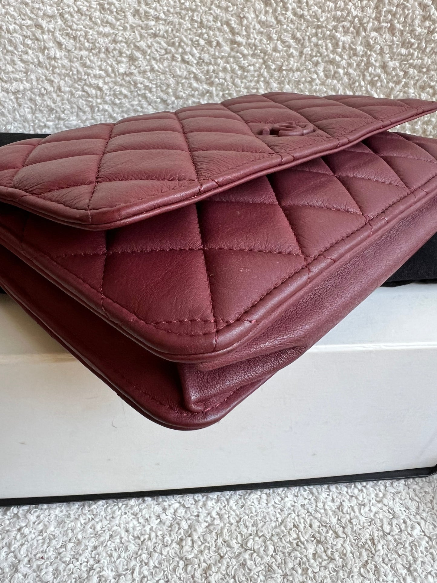 Chanel Burgundy Lambskin Wallet on Chain