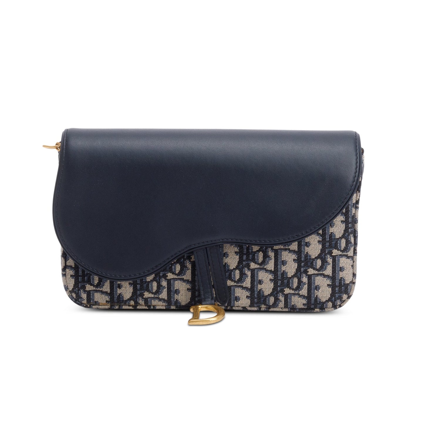 Christian 2024 Dior Oblique Jacquard Medium Saddle Pouch with Chain