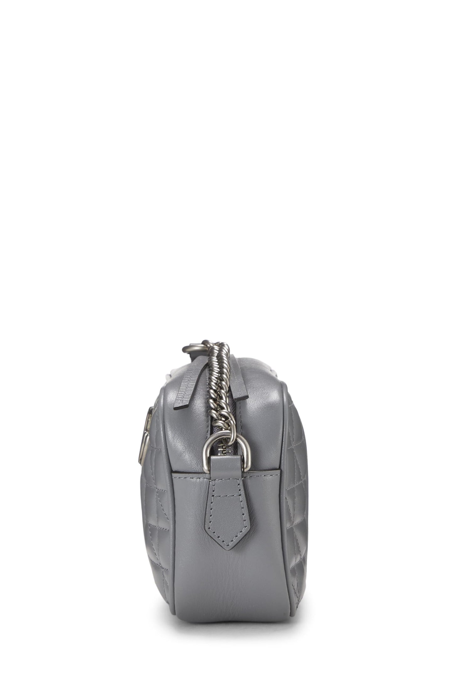 Gucci,  Grey Leather GG Marmont Crossbody Mini, Grey