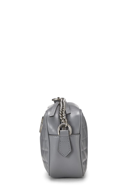 Gucci,  Grey Leather GG Marmont Crossbody Mini, Grey