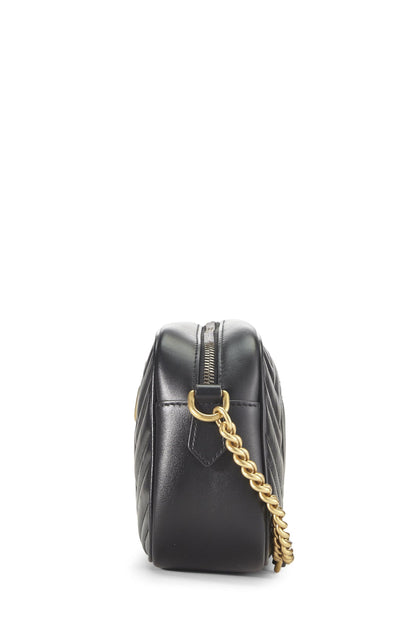 Gucci,  Black Leather GG Marmont Crossbody Small, Black