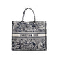 Christian Dior 2022 Large Ecru and Blue Toile de Jouy Embroidery Canvas Book Tote