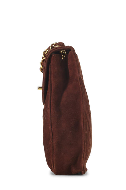 Chanel,  Brown Suede Crossbody, Brown