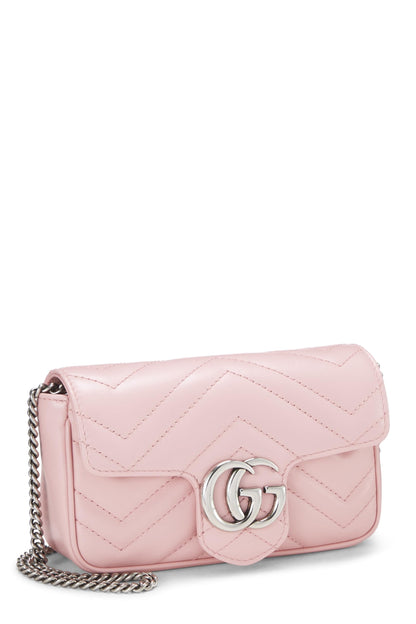 Gucci,  Pink Leather Marmont Crossbody Super Mini, Pink