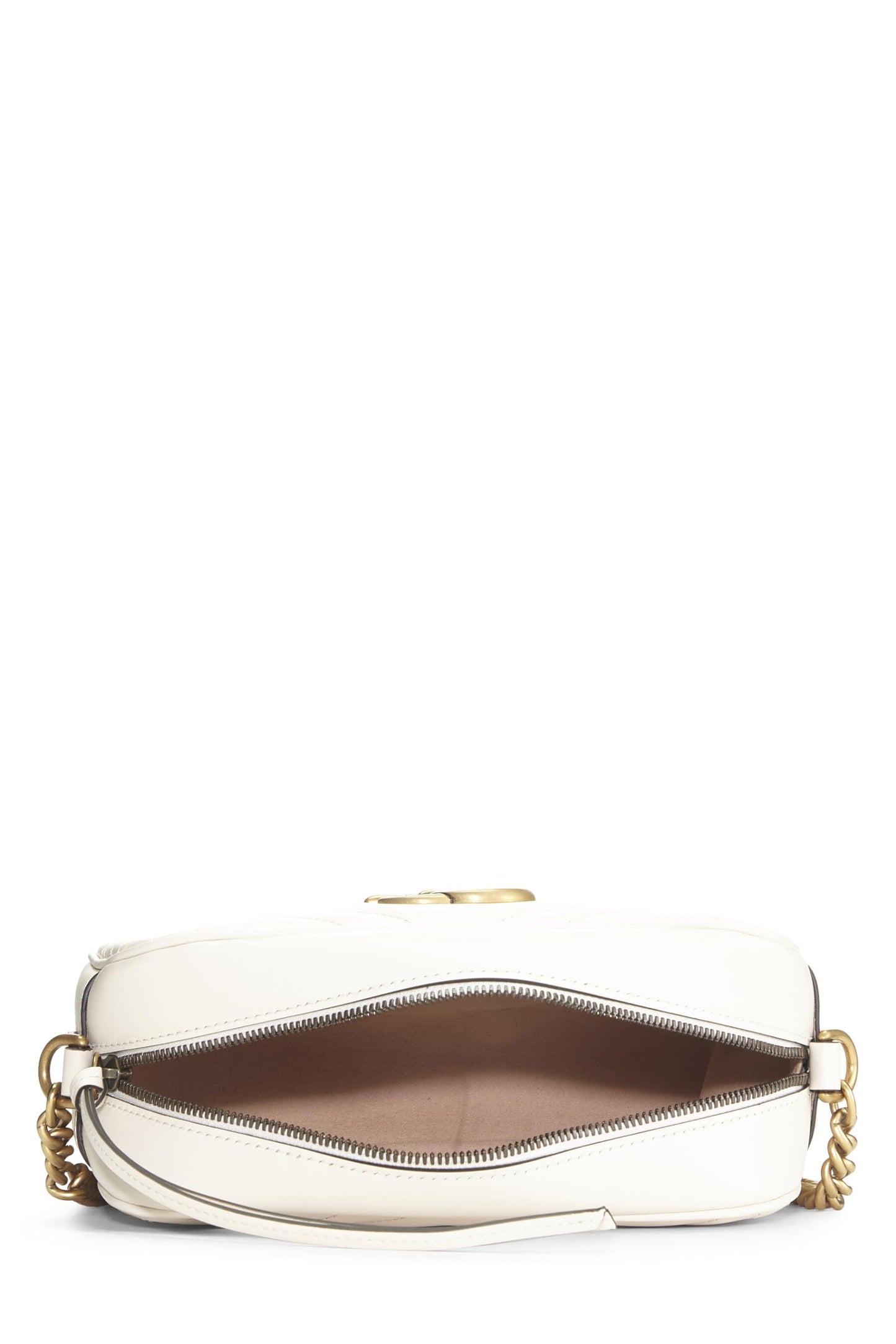 Gucci,  White Leather GG Marmont Crossbody Small, White