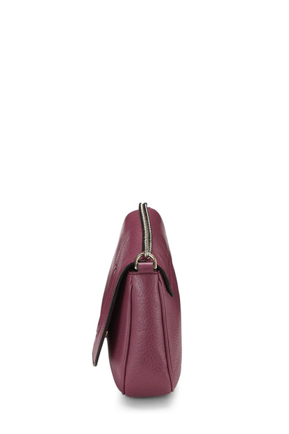 Gucci,  Purple Grained Leather Soho Chain Flap Crossbody, Purple