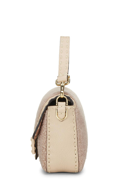 Fendi,  Pink Shearling Baguette Crossbody, Pink