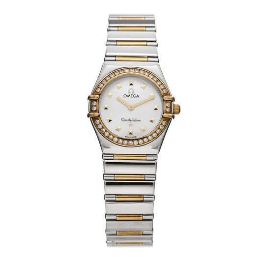 Stainless Steel 18K Yellow Gold Diamond Bezel Mother of Pearl 25.5mm Constellation My Choice Quartz Watch 1376.71.00