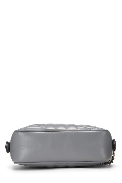 Gucci,  Grey Leather GG Marmont Crossbody Mini, Grey
