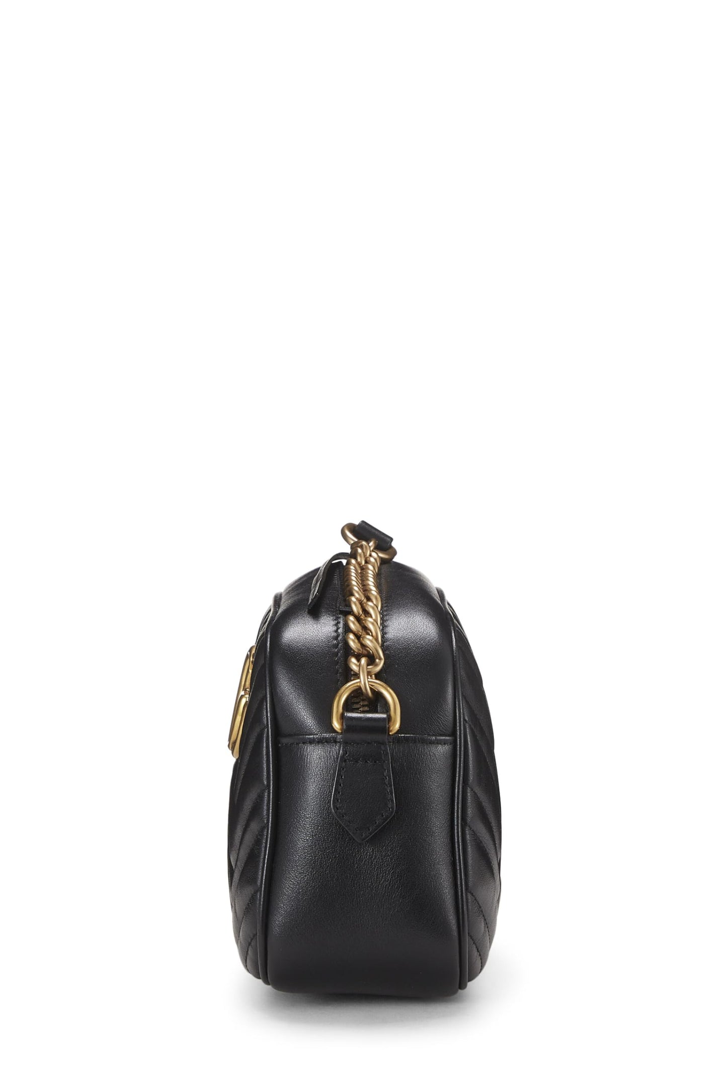 Gucci,  Black Leather GG Marmont Crossbody Small, Black