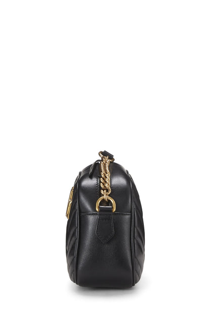 Gucci,  Black Leather GG Marmont Crossbody Small, Black