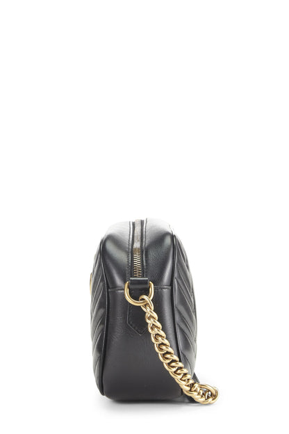 Gucci,  Black Leather GG Marmont Crossbody, Black