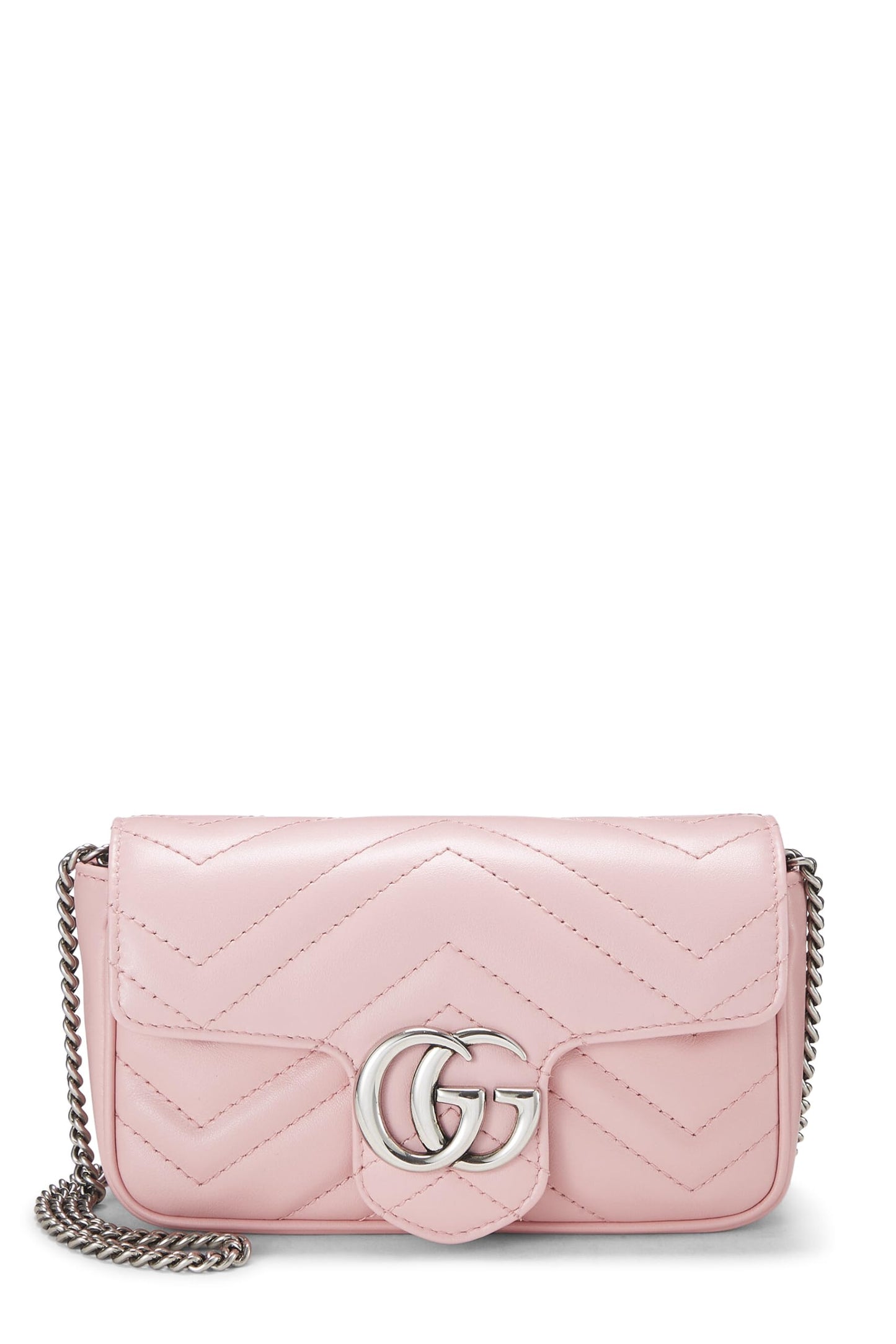 Gucci,  Pink Leather Marmont Crossbody Super Mini, Pink