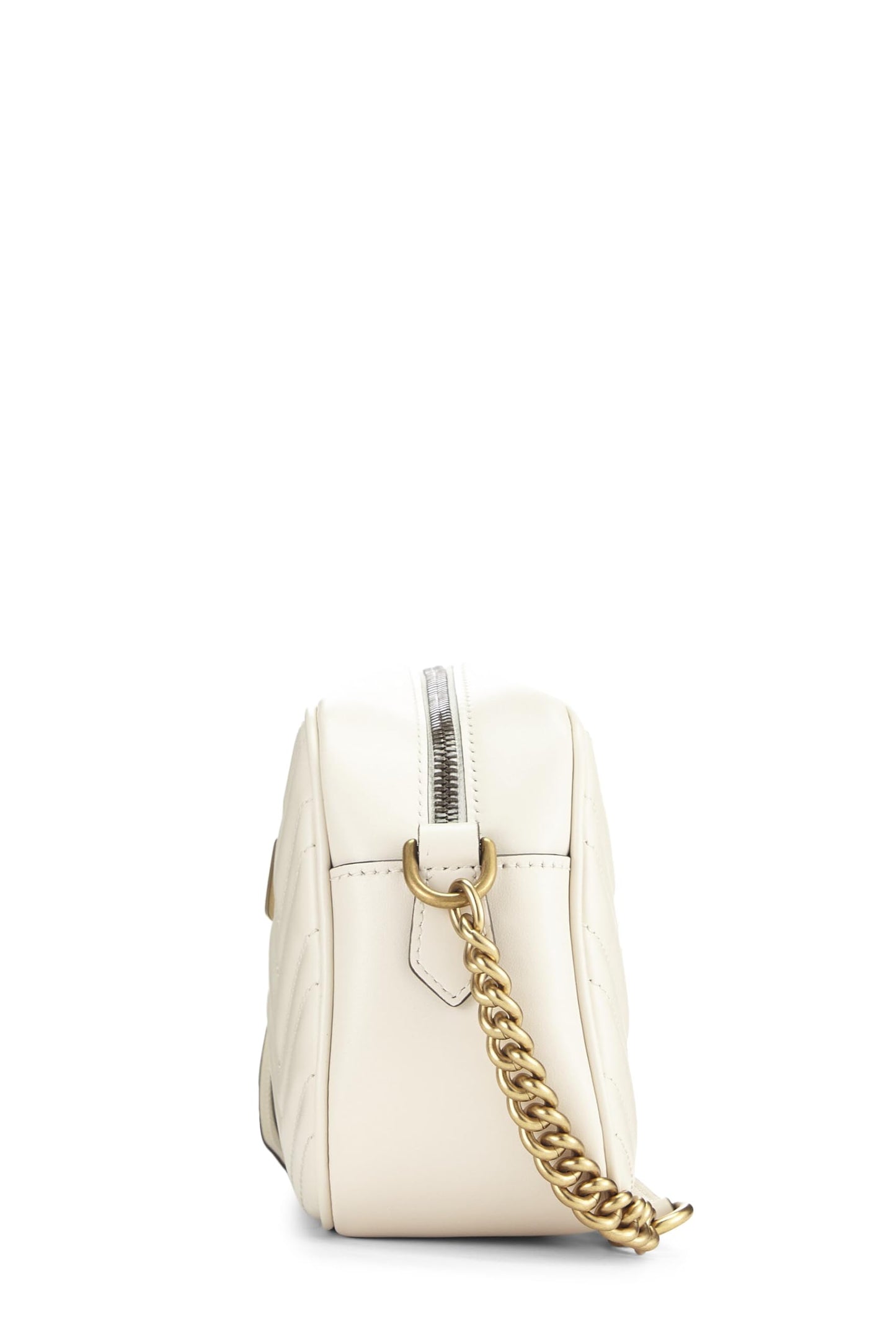 Gucci,  White Leather GG Marmont Crossbody Small, White