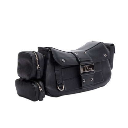 Christian Dior Black Leather Street Chic Columbus Cargo Shoulder Bag