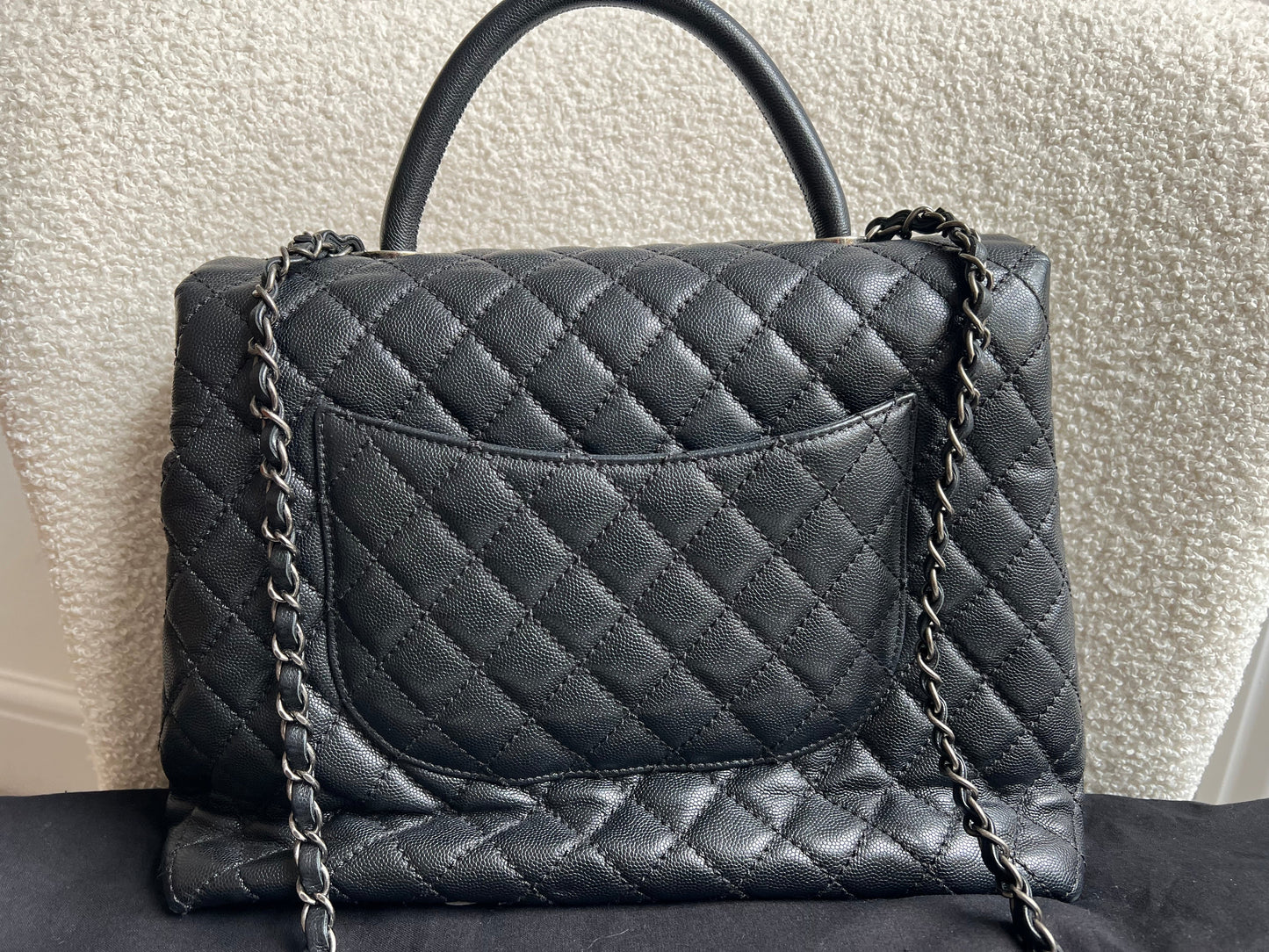 Chanel Black Quilted Caviar Leather Medium Coco Handle Bag