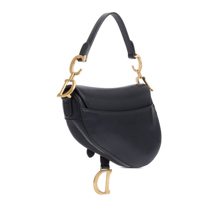 Christian Dior Black Smooth Leather Mini Saddle Bag