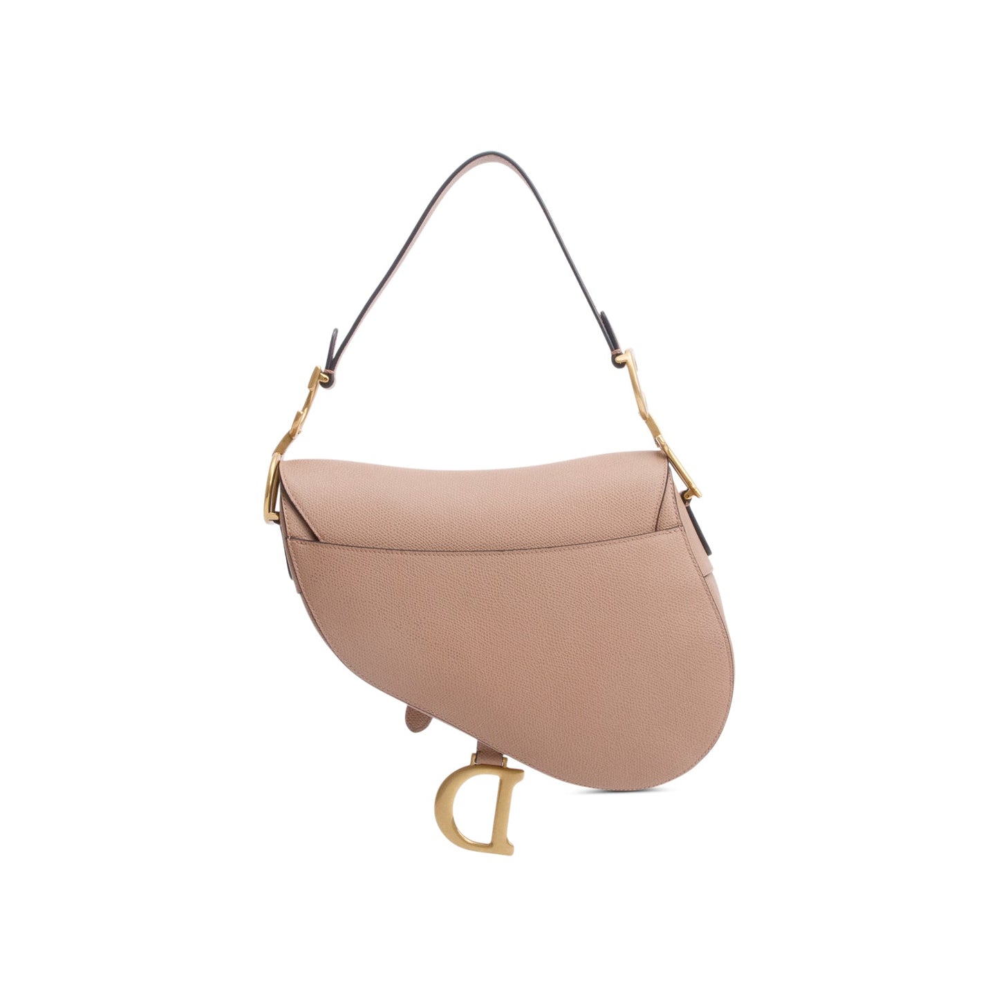 Christian Dior 2020 Beige Grained Calfskin Leather Medium Saddle Bag