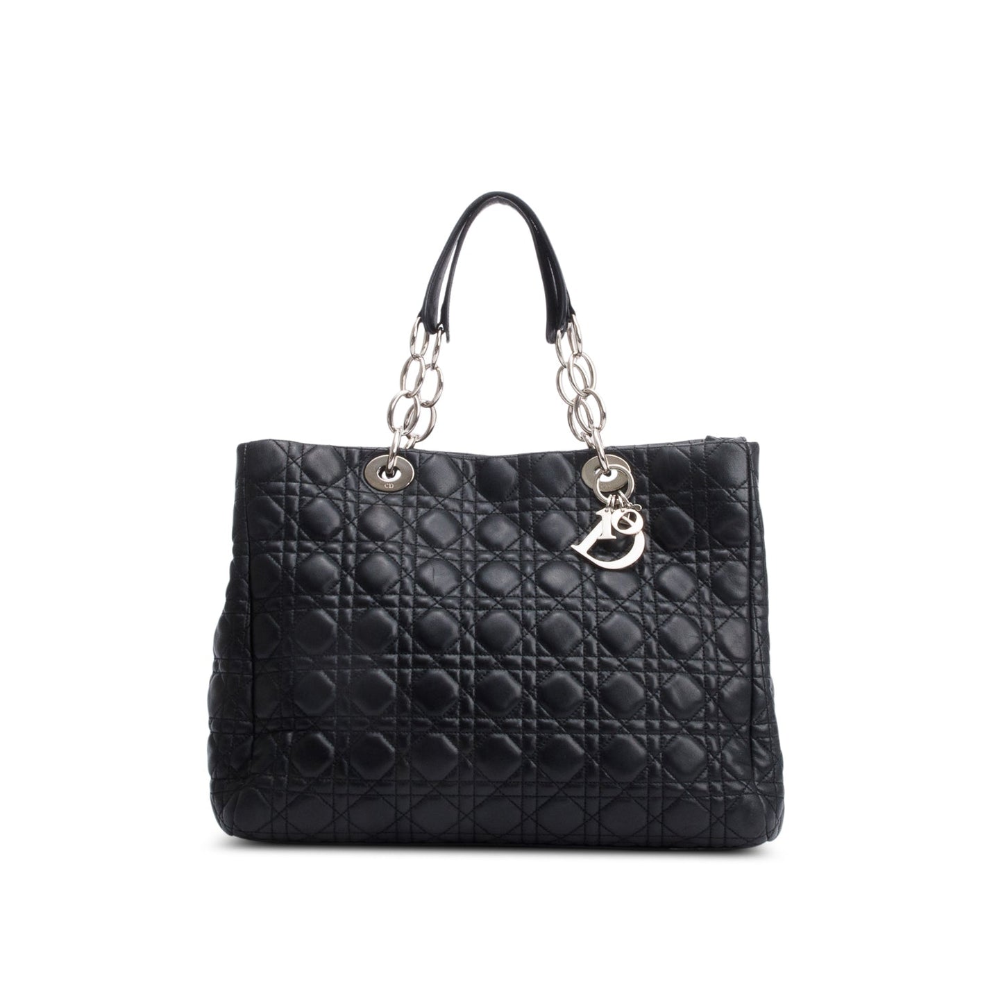 Christian Dior Black Cannage Calfskin Leather Large Lady Dior Soft Shopping Tote