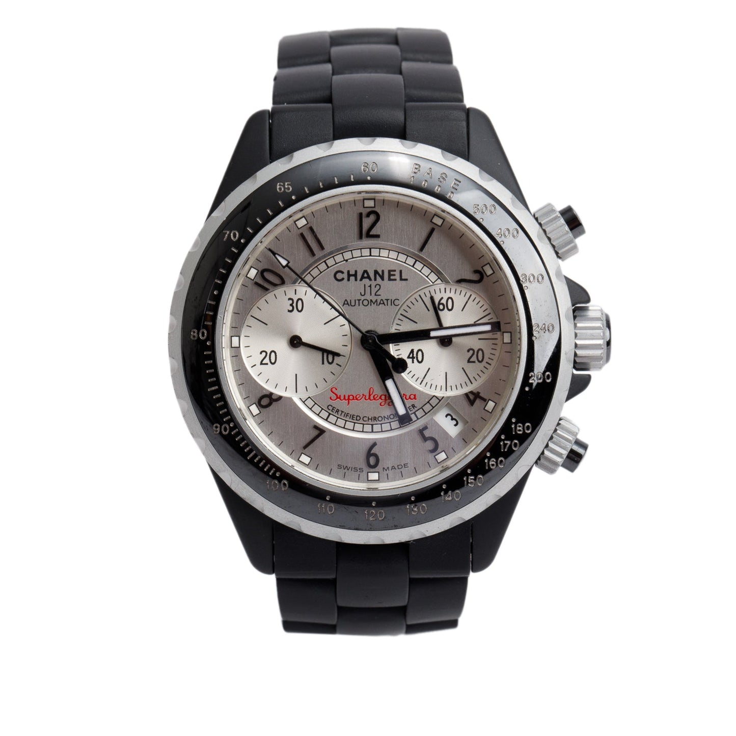 Chanel Titanium & Black Ceramic J12 41 MM Automatic Chronograph Watch w/ Box & Papers