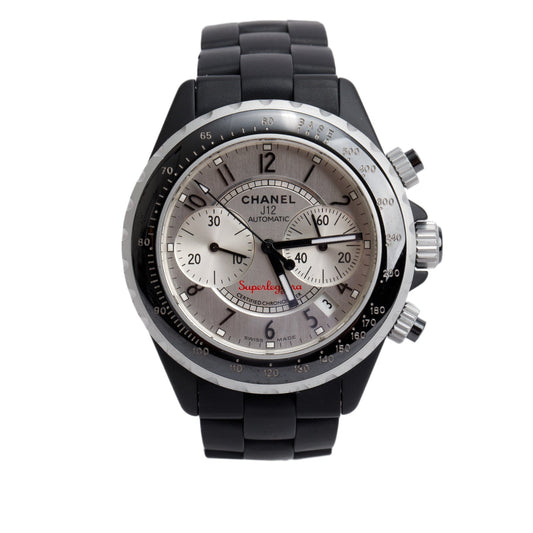 Chanel Titanium & Black Ceramic J12 41 MM Automatic Chronograph Watch w/ Box & Papers
