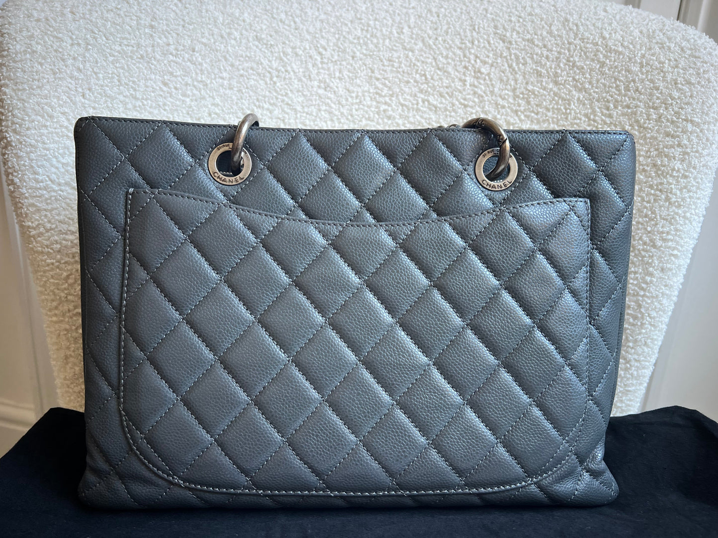 Chanel Grey Caviar Grand Shopper Tote (GST) Silver Hardware