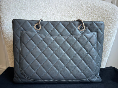 Chanel Grey Caviar Grand Shopper Tote (GST) Silver Hardware