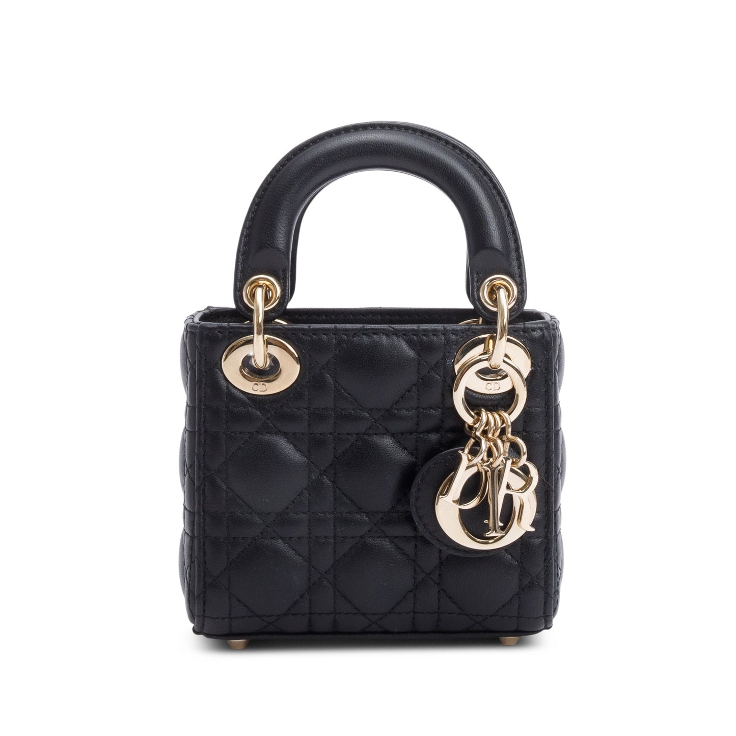 Christian Dior 2022 Black Leather Micro Lady Dior Bag