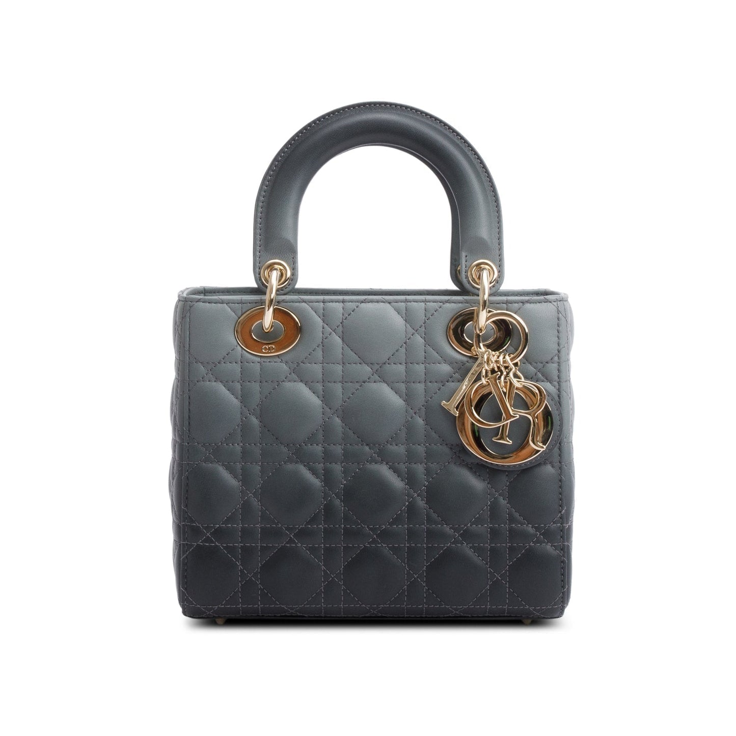 Christian Dior Grey Gradient Cannage Lambskin Leather Small Lady Dior My ABCDior Bag