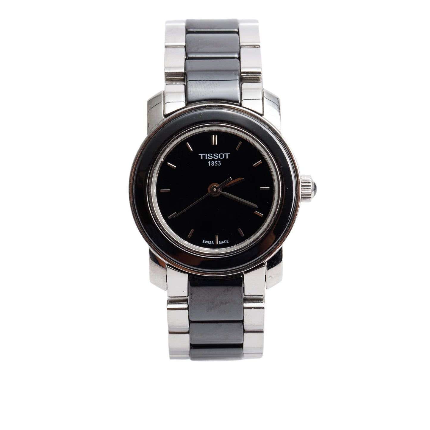 Tissot Stainless Steel & Black Ceramic Cera 28 MM Quartz Watch Black Dial w/ Box