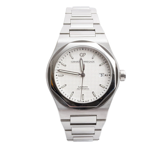 Girard Perregaux Limited Edition 225th Anniversary Stainless Steel Laureato 41 MM Automatic Watch Silver Dial 81000 w/ Box & Papers