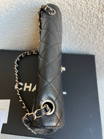 Chanel East West Flap in Black Caviar Silver Hardware