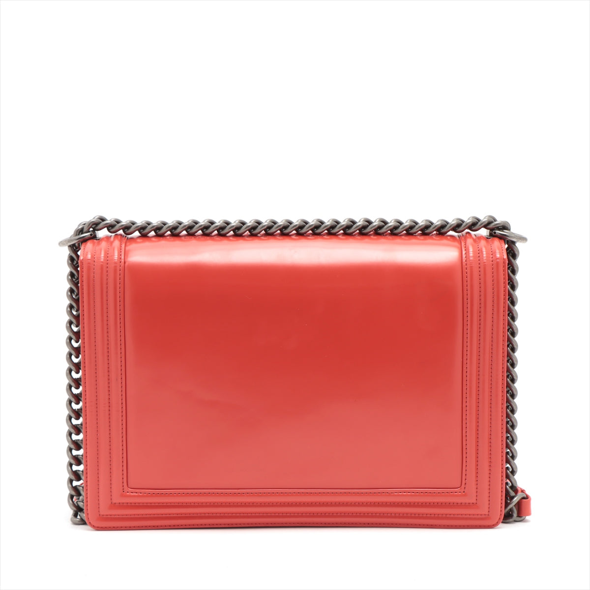 Chanel Boy Leather Red Gold Silver Chain Shoulder Bag Style