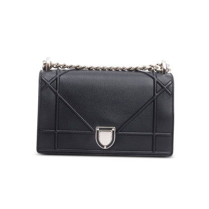 Christian Dior Black Calfskin Leather Small Diorama Flap Bag