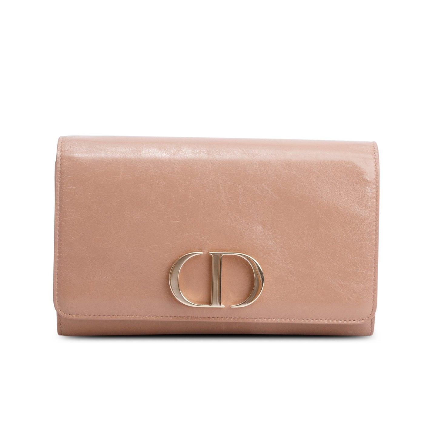 Christian Dior Beige Crinkled Leather 30 Montaigne Wallet on Chain