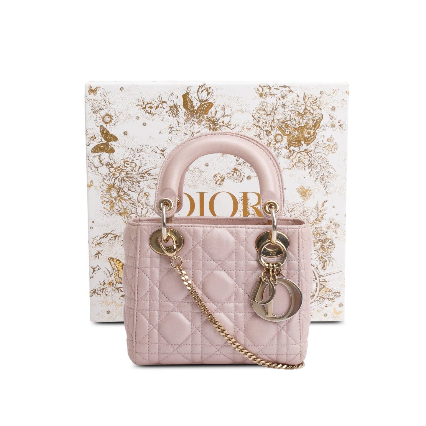 Christian Dior Pink Cannage Leather Mini Lady Dior Bag