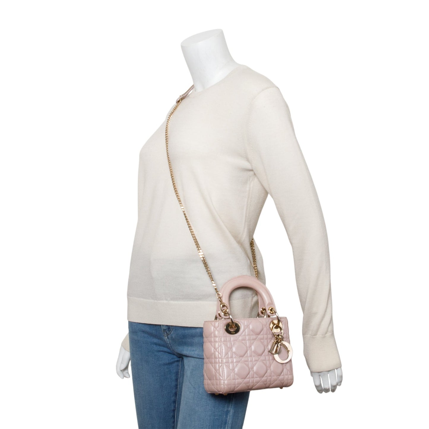 Christian Dior Pink Cannage Leather Mini Lady Dior Bag