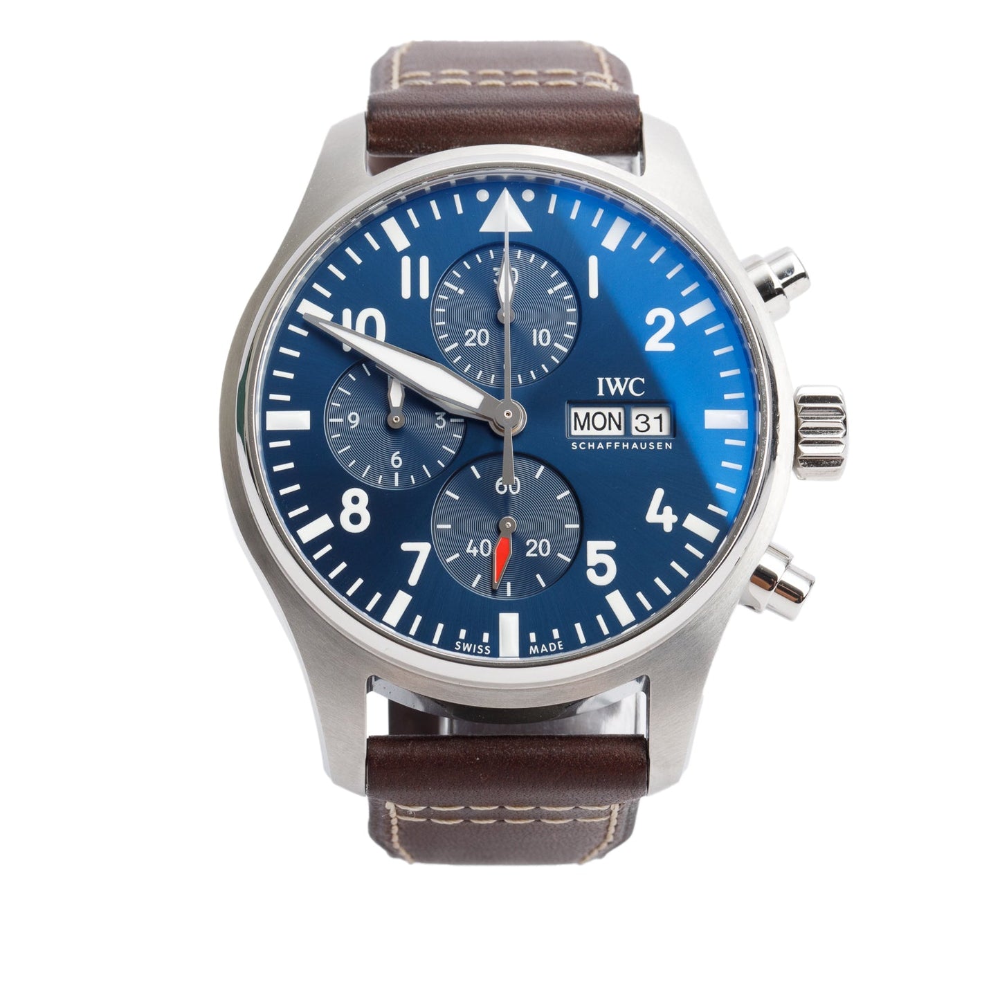 IWC Stainless Steel 43MM Pilot's Chronograph Automatic Blue Dial Watch IW378004 w/ Box & Papers