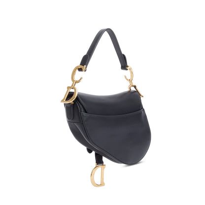 Christian Dior Black Calfskin Leather Mini Saddle Bag