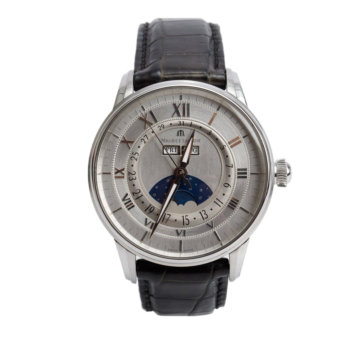 Maurice Lacroix Stainless Steel Masterpiece Phases de Lune 40 MM Automatic Watch w/ Box & Papers