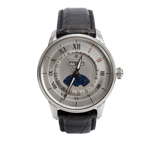 Maurice Lacroix Stainless Steel Masterpiece Phases de Lune 40 MM Automatic Watch w/ Box & Papers