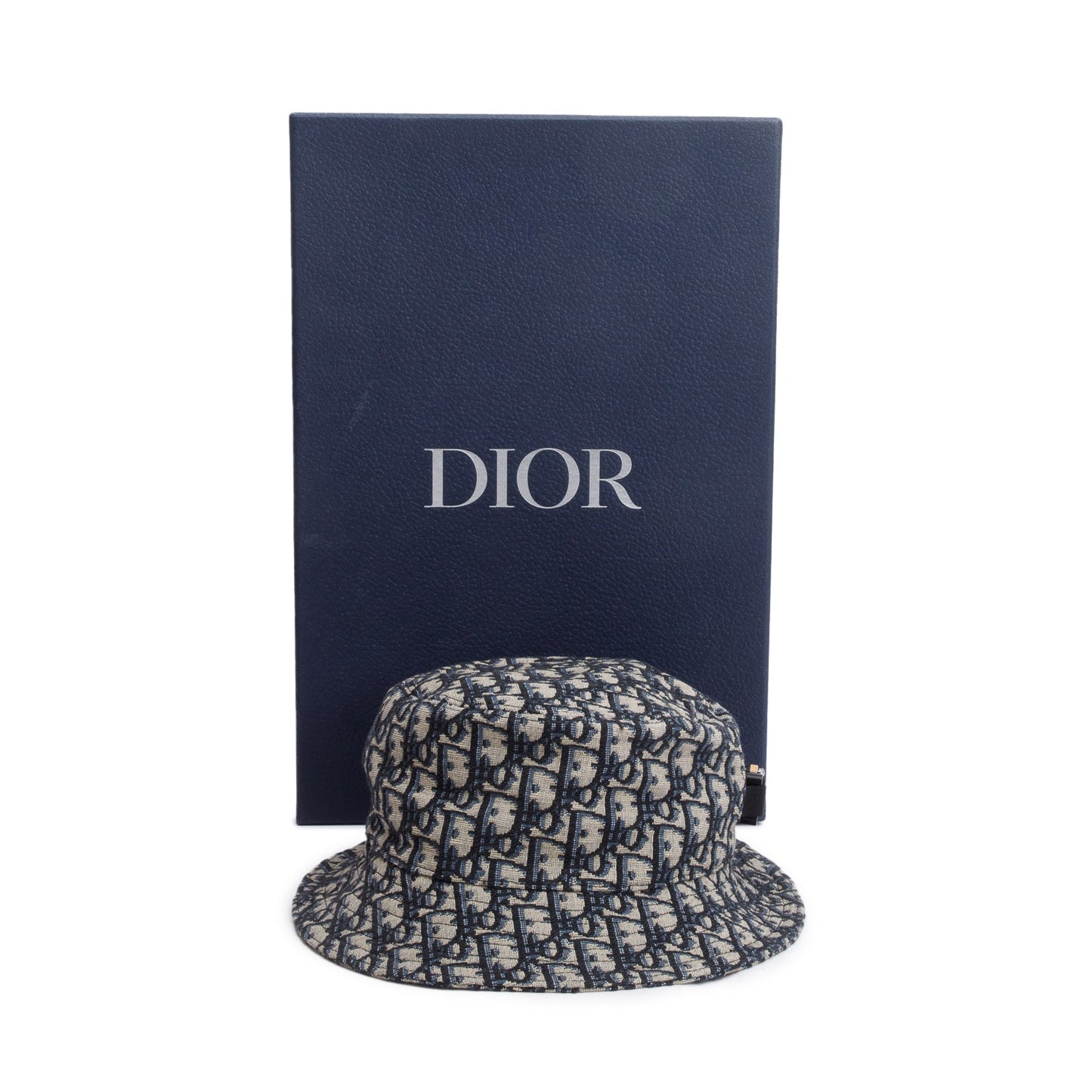 Christian Dior Navy Oblique Buckle Bucket Hat, Size M