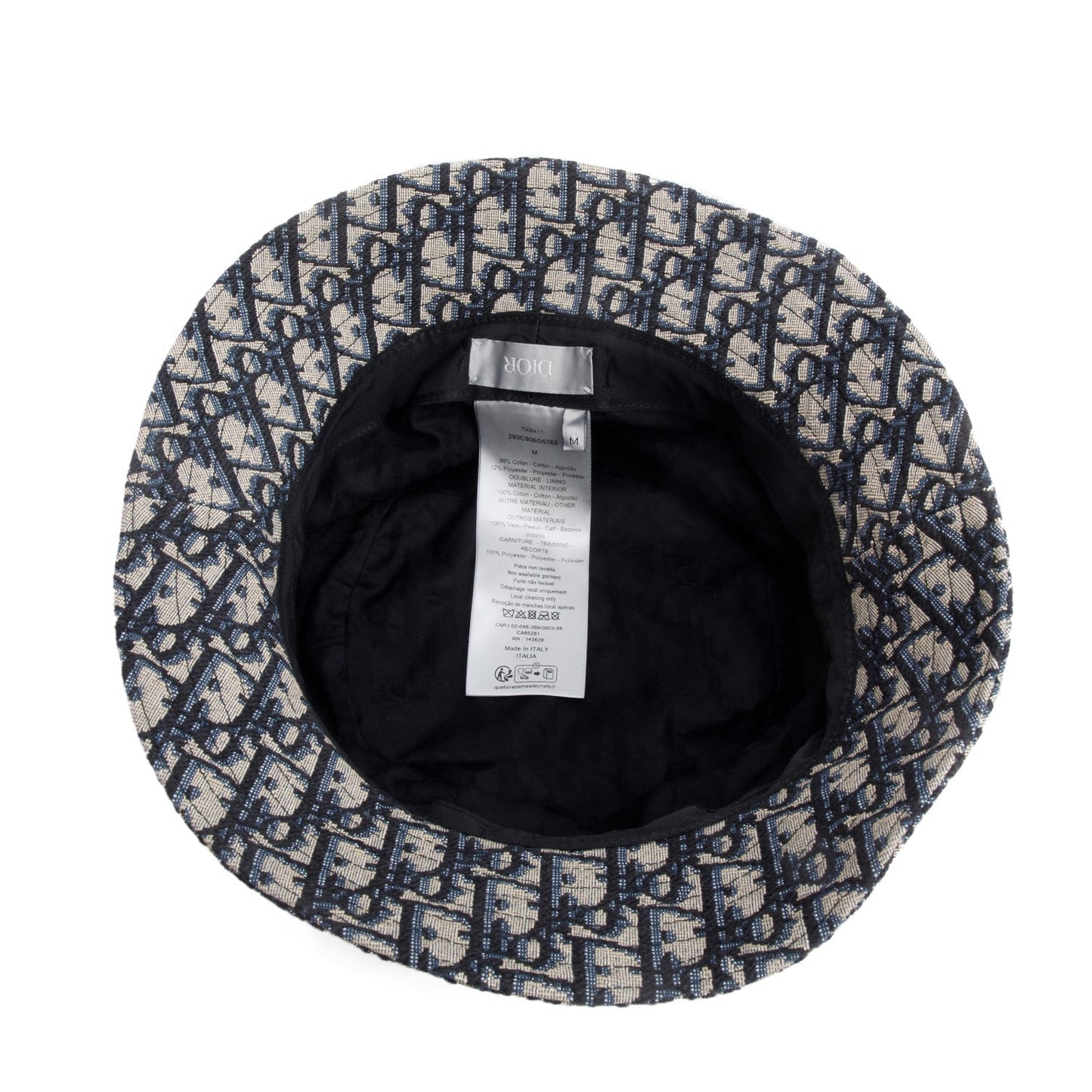Christian Dior Navy Oblique Buckle Bucket Hat, Size M