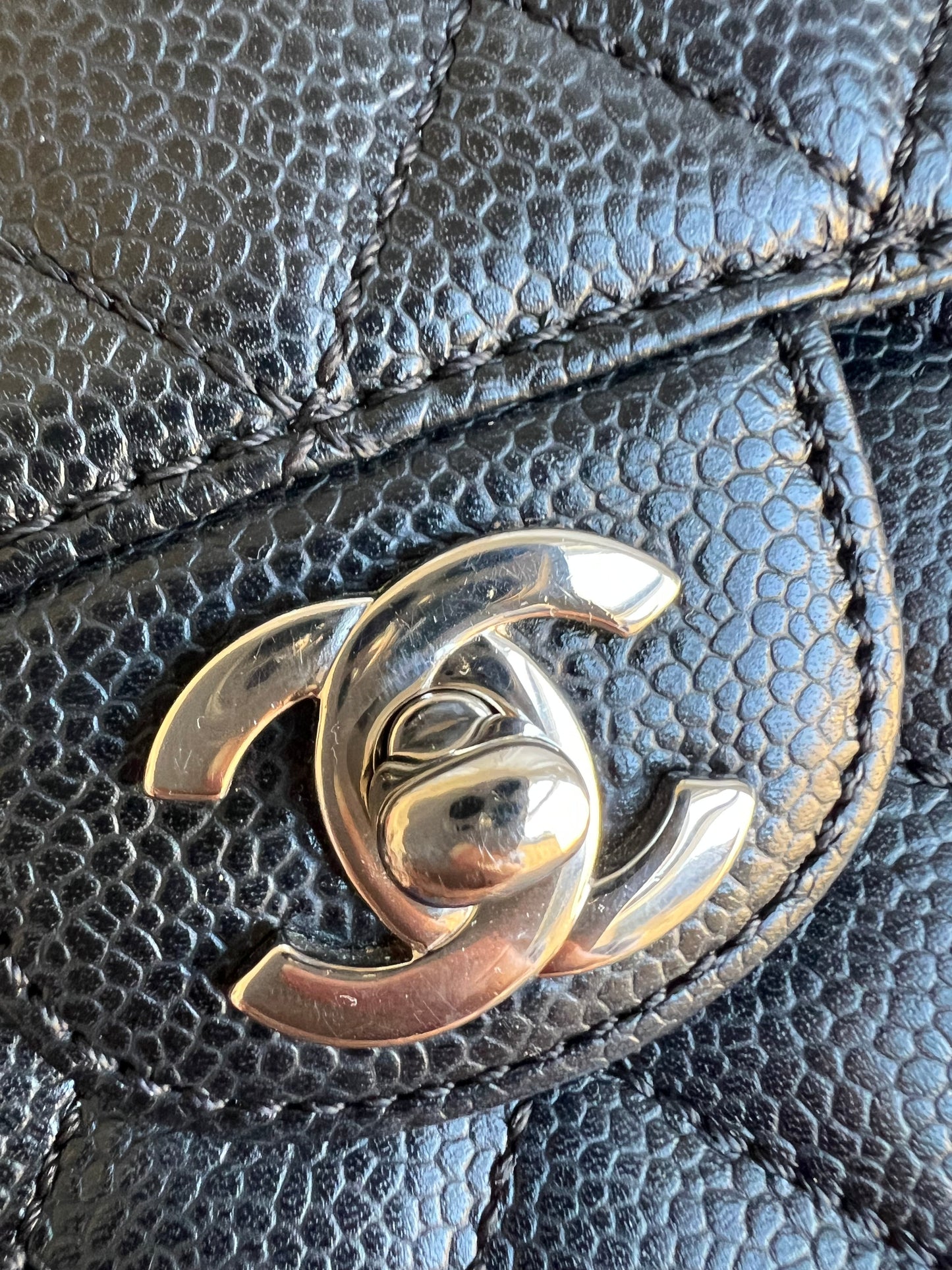 Chanel East West Flap in Black Caviar Silver Hardware
